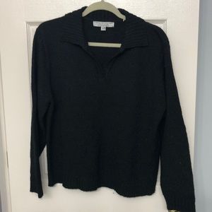 Black Collar V-Neck Long Sleeve Sweater XL